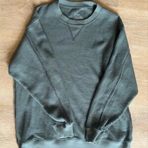 Aerie Green/Gray Waffle Knit Sweatshirt